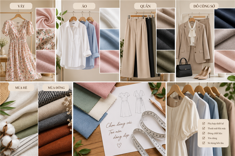 Cách chọn vải phù hợp với từng loại trang phục: Váy, áo, quần và đồ công sở